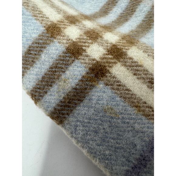 Burberry Classic Check Wool & Cashmere Blue Beige Scarf - Picture 3 of 5